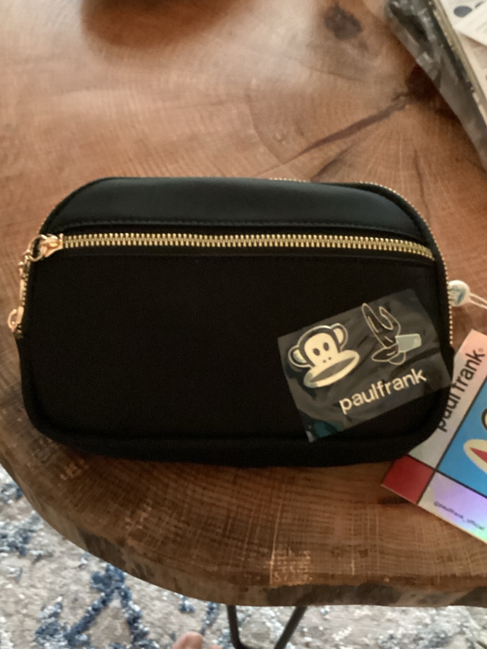 Paul Frank Black Crossbody Bag with Gold Zipper